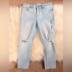 Abercrombie & Fitch Midrise Light Blue Ripped Skinny Jeans